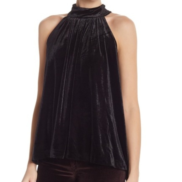 French Connection Tops - FC Aurore Black Crushed Velvet Top